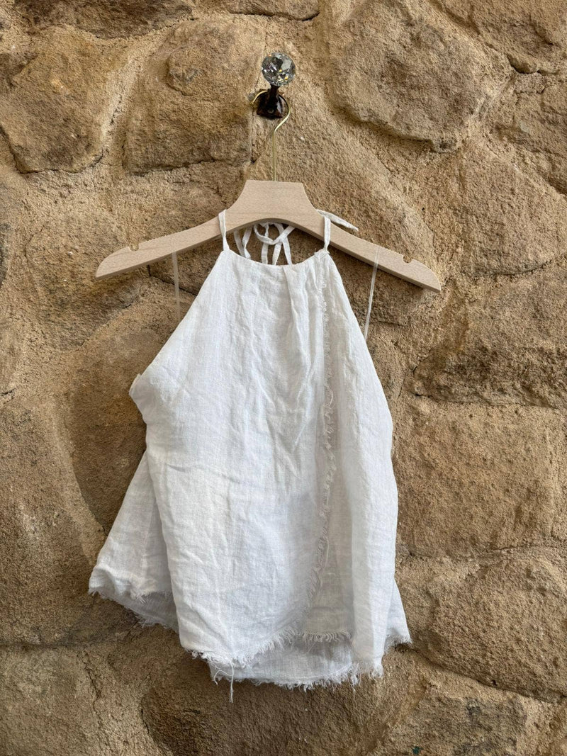 Linen Fringe Halter Top