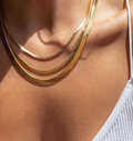 Kate- Herringbone Stainless Steel Necklace 14K- Widest: Silver