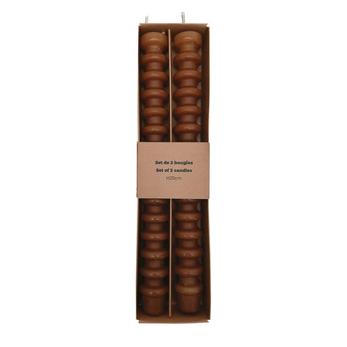 Set of 2 Long Ring Tapered Candles