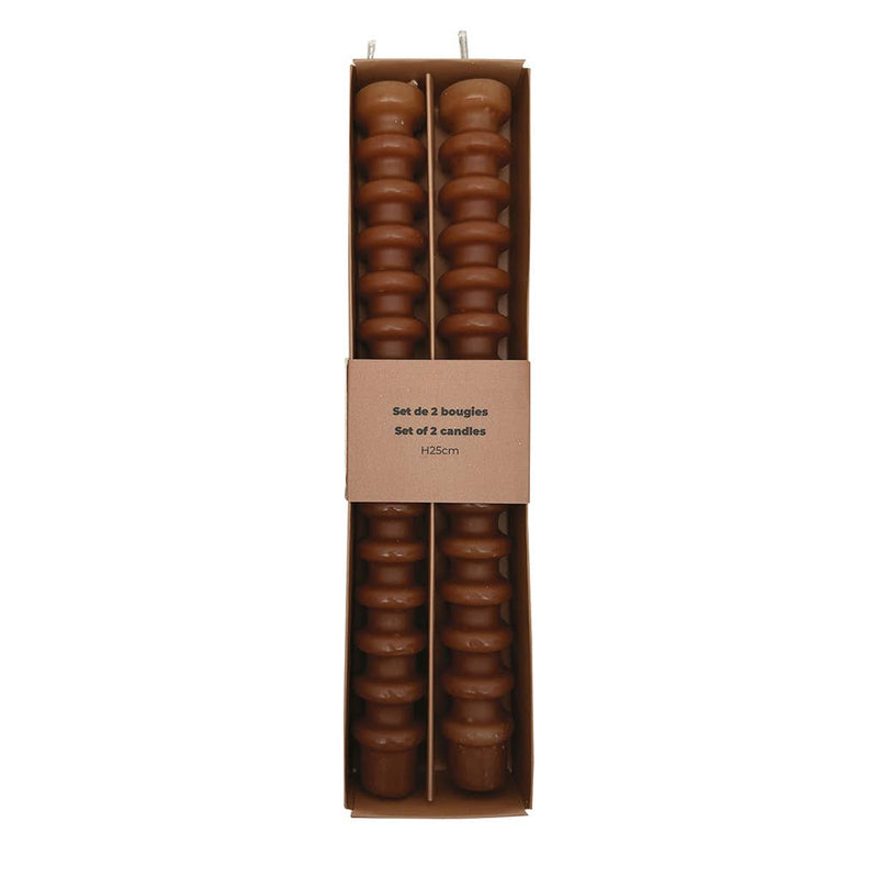 Set of 2 Long Ring Tapered Candles