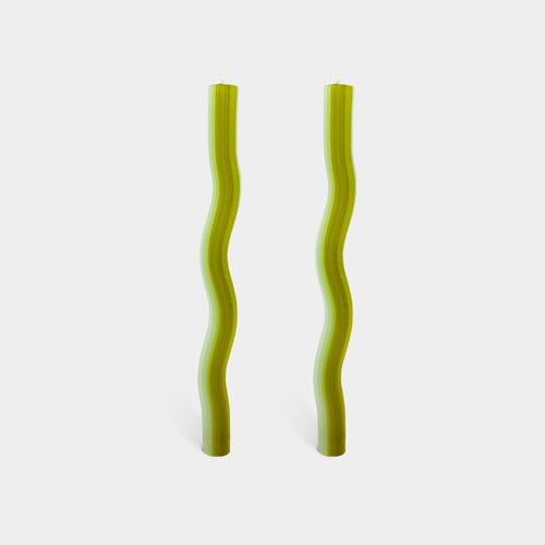 Wiggle Candles - Green (2 Pack) - 11" Vibrant Taper Candles