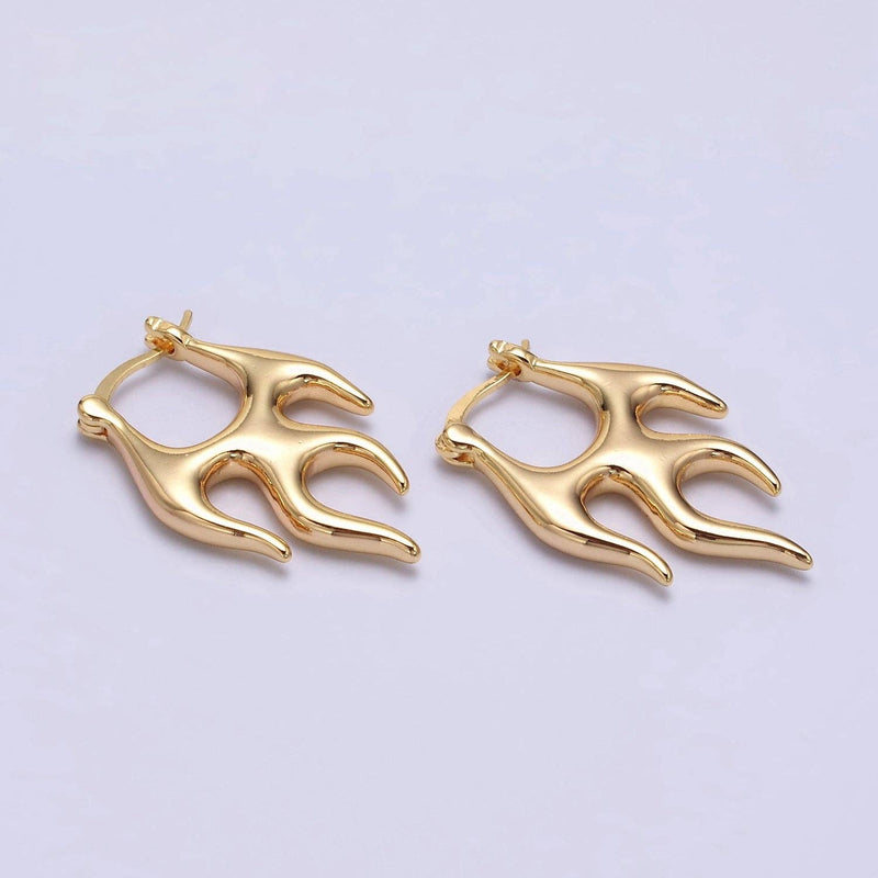 Flaming Fire Abstract Band French Lock Latch Earrings