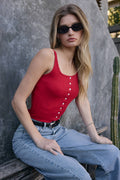 The Perfect Red Pointelle Tank Top