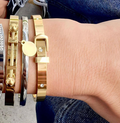  Buckle Bangle Bracelet- Hinged- Stainless Steel - Cuff : Yellow Gold
