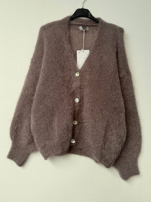 Taupe Mohair Cardigan