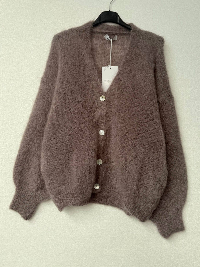 Taupe Mohair Cardigan