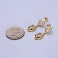 Clear Cubic Zirconia Abstract Dangle Stud Earrings AE1091: Gold