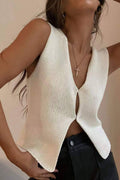 Sleeveless Knitted Cardigan Tank Top