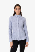 Olivia Smocked Cotton Shirt in Blue Stripe: Blue / M