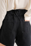 Kiera High Waist Denim Shorts in Black