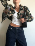 Cropped Jacquard Bomber Jacket