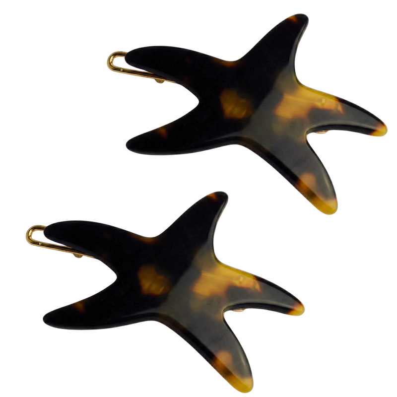French Amie Star Fish Small Hair Clips Cellulose Acetate Beach Barrette Slide Set of 2: Tokyo