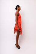 ERIN  RUCHE MINI DRESS: Red / S