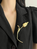 Tulip Bud Brooch Women Luxury Metal Pin N6A209: Silver
