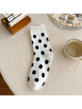 Polka Dot Ribbed Crew Socks