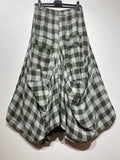 6633C LINEN SKIRT WITH POCKETS, VICHY CHECK PATTERN: Yellow