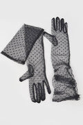 LONG POLKA DOT MESH GLOVES: BLACK