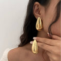 HIGH-GRADE STAINLESS STEEL WATER DROP EARRINGS_CWMM3195: GOLD / (OS) 1
