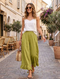 4029 WIDE LINEN PANTS WITH EYELET EMBROIDERY: CANDY