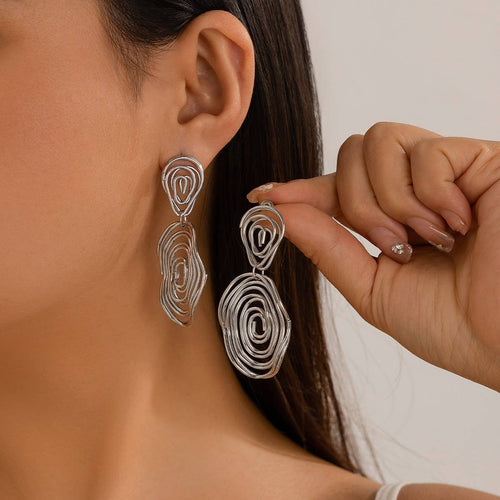 WRINKLED EXAGGERATED IRREGULAR TEARDROP EARRINGS_CWAJE1813: TYPE14 / (OS) 2