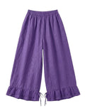 4029 WIDE LINEN PANTS WITH EYELET EMBROIDERY: CANDY