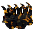 French Amie Crown Wave Small 2.5” Cellulose Handmade Interlocking Hair Claw: Silver Onyx Grey