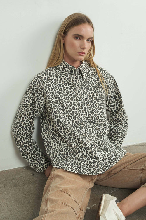 Leopard Print Denim Shirt