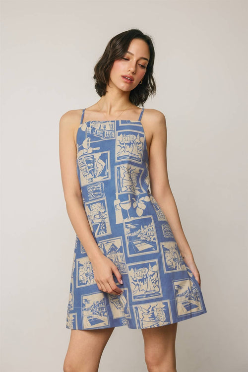 Tuscan Summer Scenic Print Dress