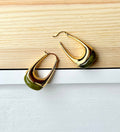 18k Gold Plated Circle Green Stone Earrings: Gold / 18k Gold Plated Brass