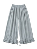 4029 WIDE COTTON PANTS WITH EYELET EMBROIDERY: ROYAL