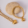 Cubic Love Pendant Bead Chain Necklace DPJN0906: Silver