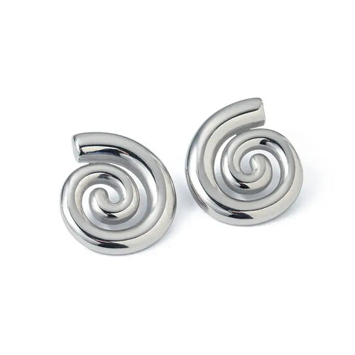 Swirl Spiral Earrings in Silver or Gold: Silver