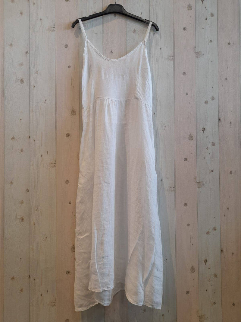 Linen Strappy Dress in White