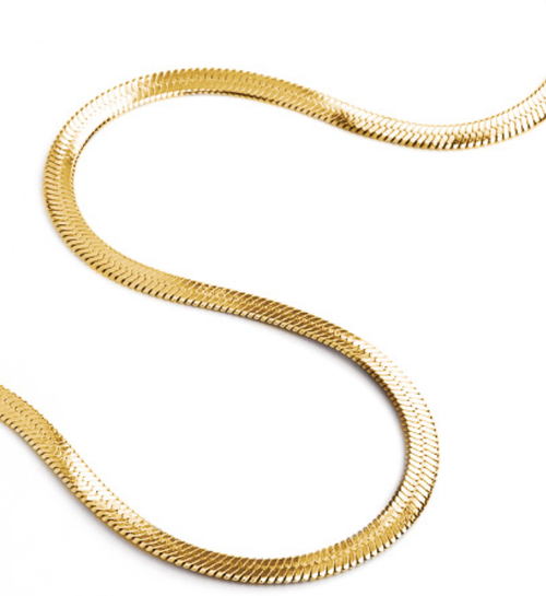Kate- Herringbone Stainless Steel Necklace 14K- Widest: Yellow Gold