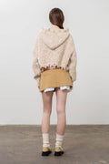 Rough Hem Knitted Hoodie in Oatmeal