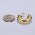 Wide Chubby C Shaped Hoop Stud Earrings in Gold & Silver | X: Silver