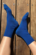 Cobalt Ribbed Cotton Socks