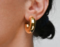 Chunky Tube Hoops - Waterproof Chunky Medium Hoop Earrings: A. Plain / Silver