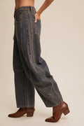 Baggy Barrel Jeans in Dark Denim