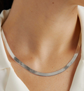 Kate- Herringbone Stainless Steel Necklace 14K- Widest: Yellow Gold
