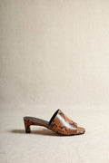 Vivian Snake-Embossed Leather Mules with Kitten Heel
