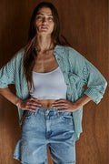 Woven Cotton Collar Neck Button Front Long