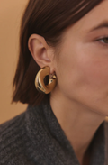 Wave-Puffy Hoop- Steel Earrings- 14K gold or Silver: Gold