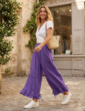 4029 WIDE COTTON PANTS WITH EYELET EMBROIDERY: ROYAL