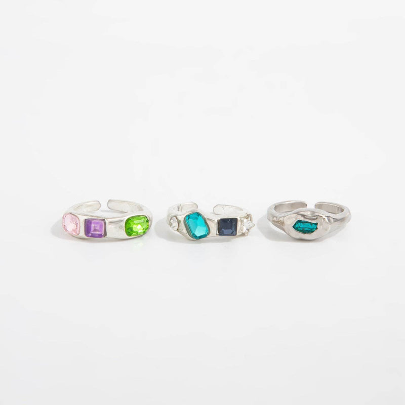 Chic Colorful Diamonds Open Toe Ring 6W6JRG288: Silver / F