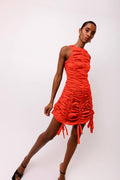 ERIN  RUCHE MINI DRESS: Red / S