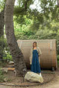 PANELED DENIM LONG DRESS