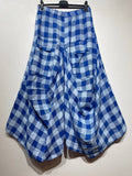 6633C LINEN SKIRT WITH POCKETS, VICHY CHECK PATTERN: Yellow
