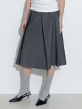 Gray High Waist Pleated A-line Skirt