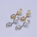 Clear Cubic Zirconia Abstract Dangle Stud Earrings AE1091: Gold
